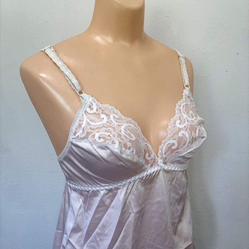 Vintage Y2K Babydoll Fairy Satin Camisole Size 36 Cottage Coquette Dainty